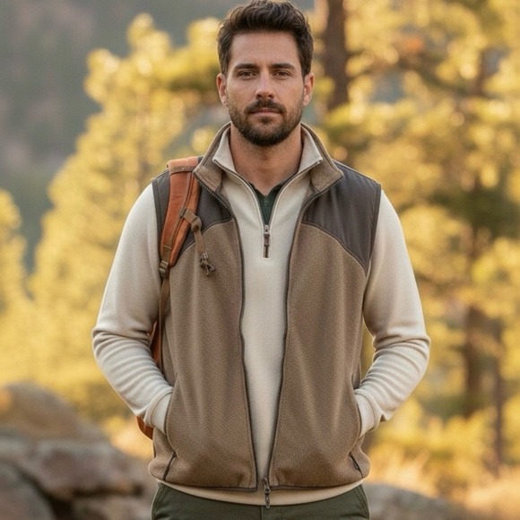 Woolrich Other - Woolrich Fleece Vest Men's L Full Zip Hiking Outdoor Gorpcore Tan Brown Large